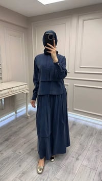 Hilay HLY0126Y101.007 Lacivert Bianca Allerli Asimetrik Etekli Takım