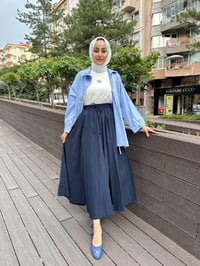 HNS 463 Lacivert Beli Lastikli Etek
