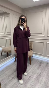 HNS HNS1111 Bordo Pul Detaylı İkili Takım