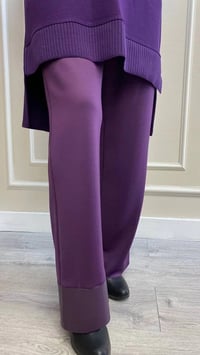 Hukka Design 050014 Mor Deri Şeritli Cepli Pantolon