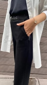 Hukka Design 050035 Siyah Beli Zincir Detaylı Pantolon