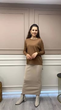 İnvee 5685 Fondöten Triko Kalem Etek