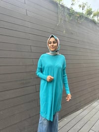 İnvee 6166 Turkuaz Uzun Triko