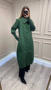 İnvee 6378 Yeşil Triko Eldivenli Uzun Mont