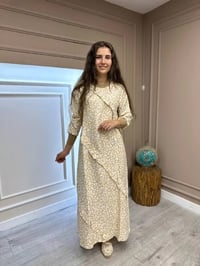 İnvee 6390 Sarı Desenli Elbise