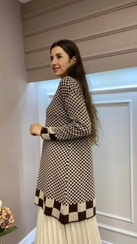İnvee 6873 Kahve-Bej Küp Desenli Triko