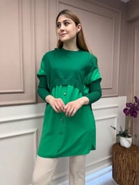 İnvee 6883 Benetton Eteği Gömlek Detaylı Triko