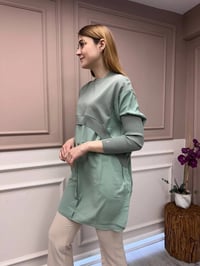 İnvee 6883 Mint Eteği Gömlek Detaylı Triko