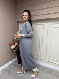 İnvee 6898 Gri Uzun Yusufçuk Triko Hırka