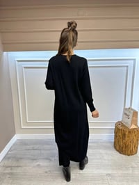 İnvee 6930 Siyah Eteği Dikiş Detaylı Triko Elbise