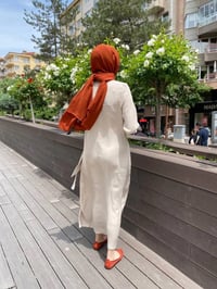 İnvee 6958 Krem Beli Bağlamalı Elbise