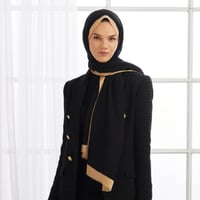 İpekevi 04356 Siyah Bej Dört Mevsim Monogram Şal