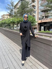 Kahma 24Y12059 Siyah Buzi Kumaş Takım