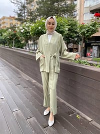 Kahma 24Y25045 Kuşkonmaz Kimono İkili Takım