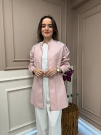 Lisa Exclusive 5040 Pembe Nakışlı Keten Ceket