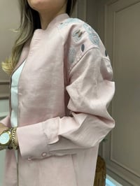 Lisa Exclusive 5040 Pembe Nakışlı Keten Ceket
