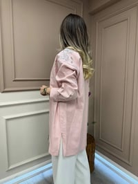 Lisa Exclusive 5040 Pembe Nakışlı Keten Ceket