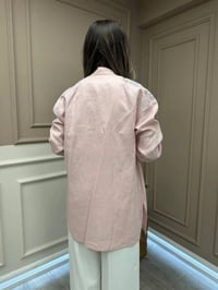 Lisa Exclusive 5040 Pembe Nakışlı Keten Ceket