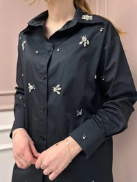 Lisa Exclusive 5052 Siyah Taş İşlemeli Gömlek