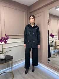 Lisa Exclusive 5052 Siyah Taş İşlemeli Gömlek