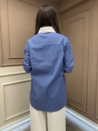 Lisa Exclusive 5072 Mavi Yaka İşlemeli Gömlek