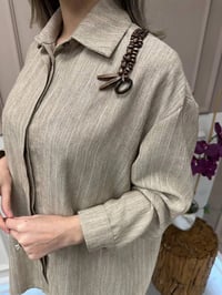 Lisa Exclusive 5078 Bej Çizgili Keten Takım