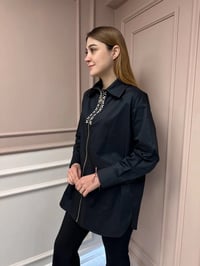 Lisa Exclusive 5104 Siyah Fermuar Ve Taş Detaylı Gömlek