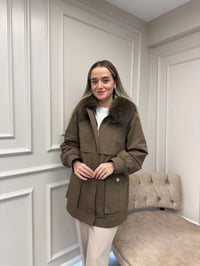 Lisa Exclusive 6030 Kahve Kürklü Trençkot