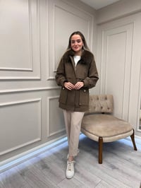 Lisa Exclusive 6030 Kahve Kürklü Trençkot