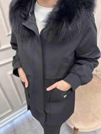 Lisa Exclusive 6030 Siyah Kürklü Trençkot