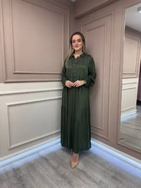 Lissmore 5793 Haki Yaka Detaylı Elbise