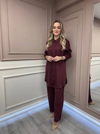 Lissmore 5919 Bordo Kol Detaylı Takım