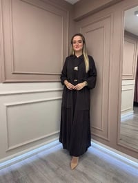 Lissmore 6023 Kahverengi Yaka Detaylı Elbise