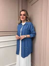 Magazin 7343 Açık Mavi Yıldız Detaylı Tensel Tunik