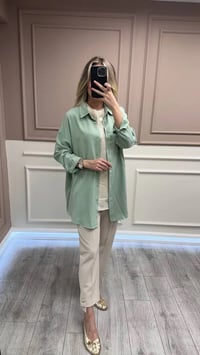 Magazin 7351 Yeşil Tensel Gömlek