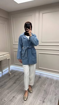Magazin 7507 Açık Mavi Ara Boy Trenç