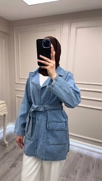 Magazin 7507 Açık Mavi Ara Boy Trenç
