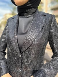 Matex 24Y01147223 Siyah Payetli Ceket Pantolon Takım