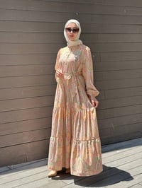 Merwish MRW1611 Oranj Bloom Serisi Elbise