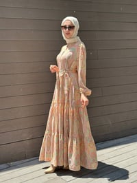 Merwish MRW1611 Oranj Bloom Serisi Elbise