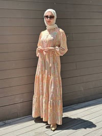 Merwish MRW1611 Oranj Bloom Serisi Elbise