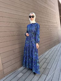Merwish MRW1694 Lacivert Bloom Serisi Elbise
