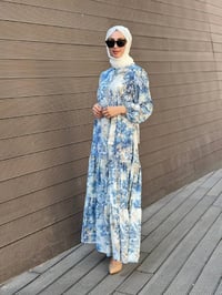 Merwish MRW1698 Mavi Bloom Serisi Elbise
