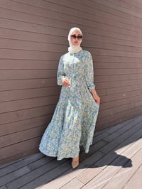 Merwish MRW1726 Yeşil Bloom Serisi Elbise