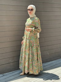 Merwish MRW1749 Yeşil Bloom Serisi Elbise