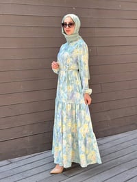Merwish MRW1786 Su Yeşili Bloom Serisi Elbise