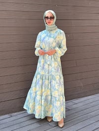 Merwish MRW1786 Su Yeşili Bloom Serisi Elbise