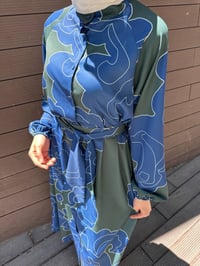 Merwish MRW1803 Lacivert Lady Krep Elbise