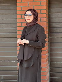 Miss Dalida 2260262 Kakao Bağlama Detaylı Keten Ceket - Elbise Takımı