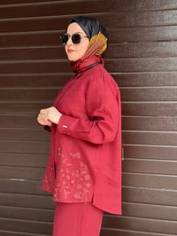 Miss Dalida 2263251 Cherry Nakış İşlemeli Keten Gömlek